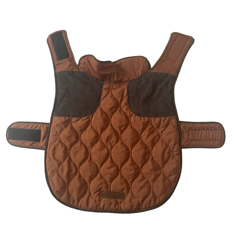 Eddie Bauer Dog Vest Jacket‎ Size M Burnt Orange Brown Quilted Logo